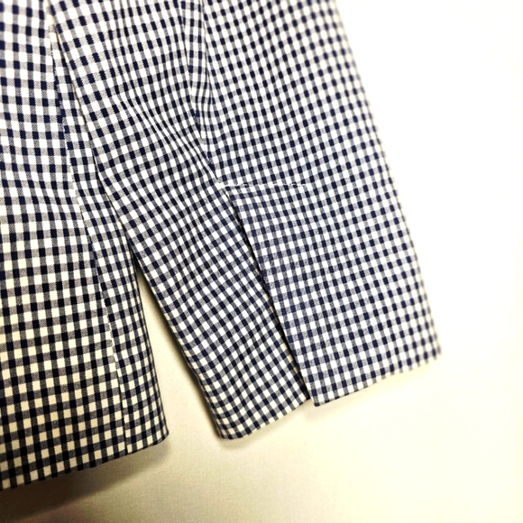 NWT Talbots Womens Navy Blue & White Checkered Tailored Cotton Blend Blazer 4 - Picture 7 of 11